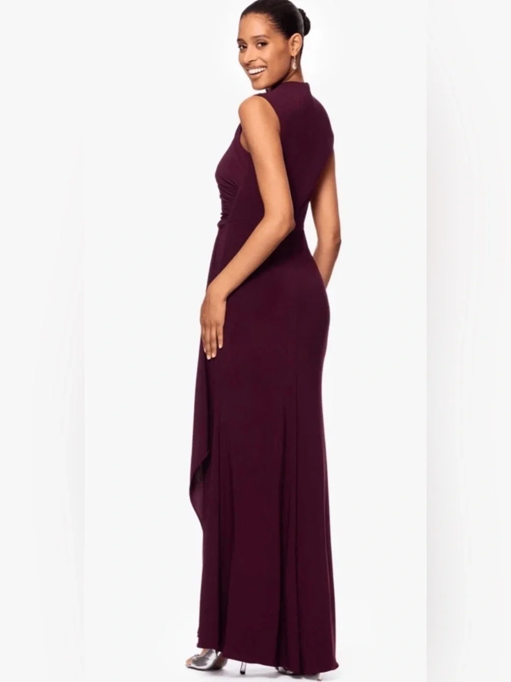 Betsy Adam Burgundy Ruched Sleeveless Gown Formal Evening Dress USA Size 12